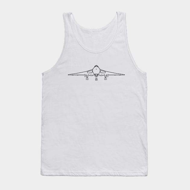 Avro Vulcan classic bomber aircraft wheels down outline graphic (black) Tank Top by soitwouldseem